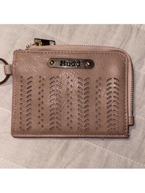 Mudd Dusty Pink Gold Tone Key Ring Card Coin Case Small Wallet